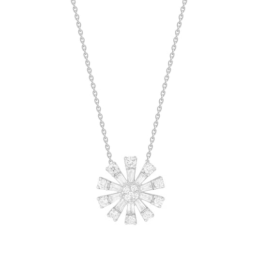 Diamond Baguette Flower Pendant