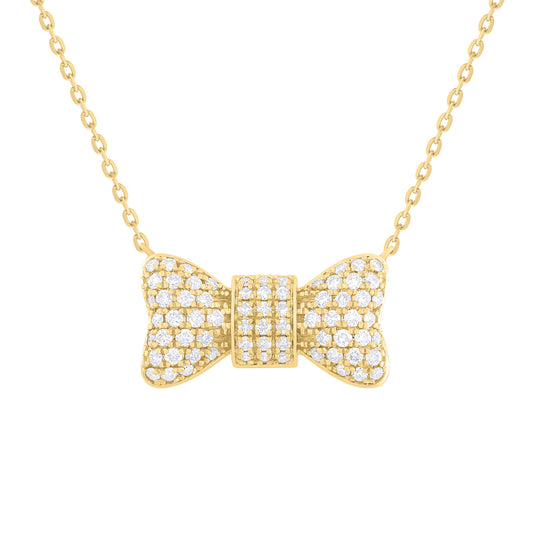 Diamond Pave Bow Necklace