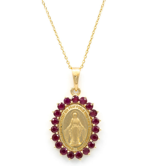 Medium Chunky Color Stone Miraculous Medal Necklace