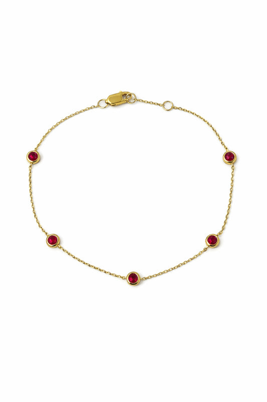 Color Stone Bezel Station Bracelet