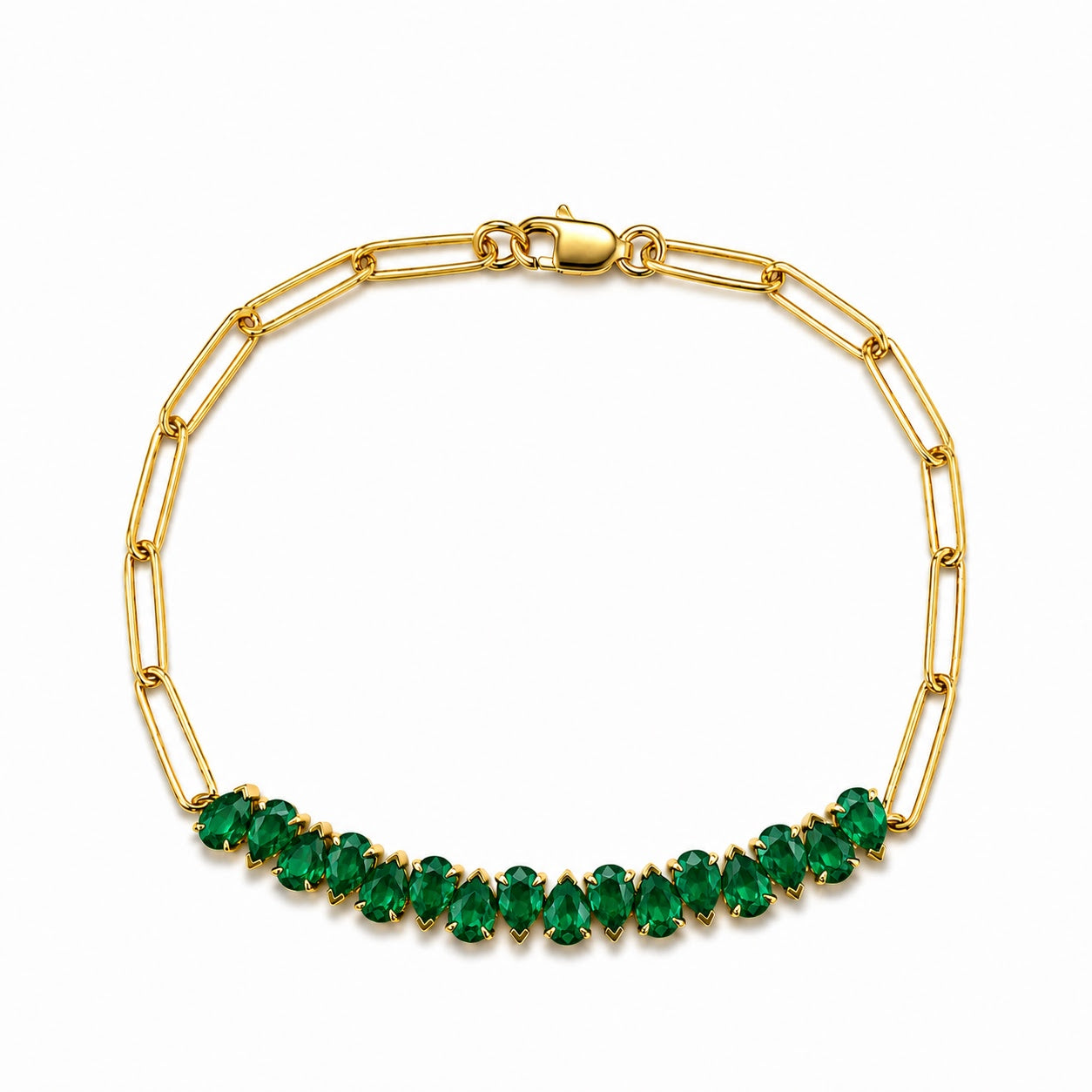Paperclip Bracelet with Natural Color Stones