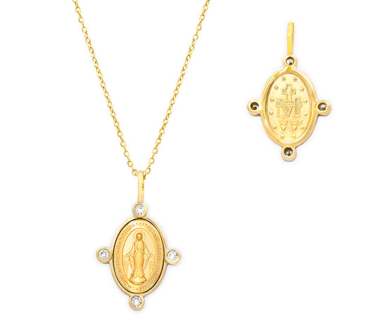 Miraculous Medal with Diamonds Necklace