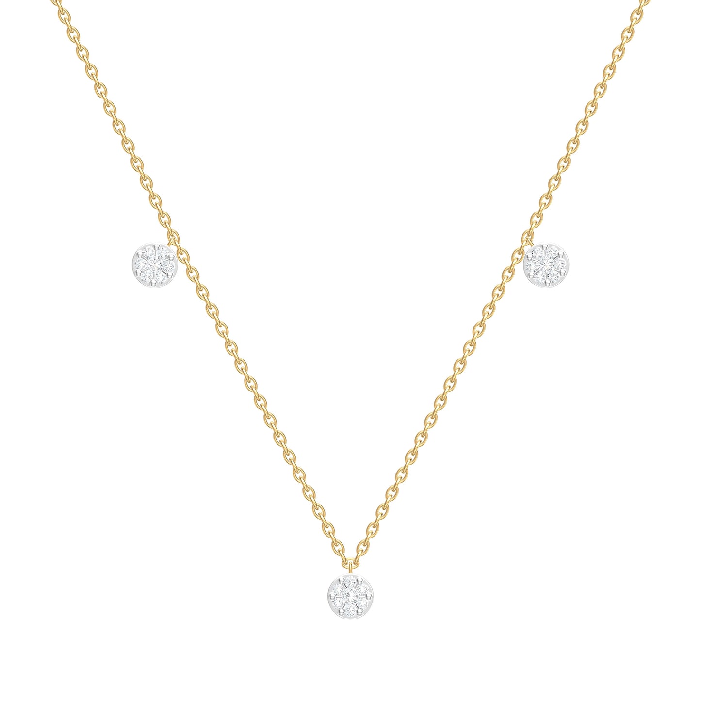 Gold Three Rondel Diamond Necklace