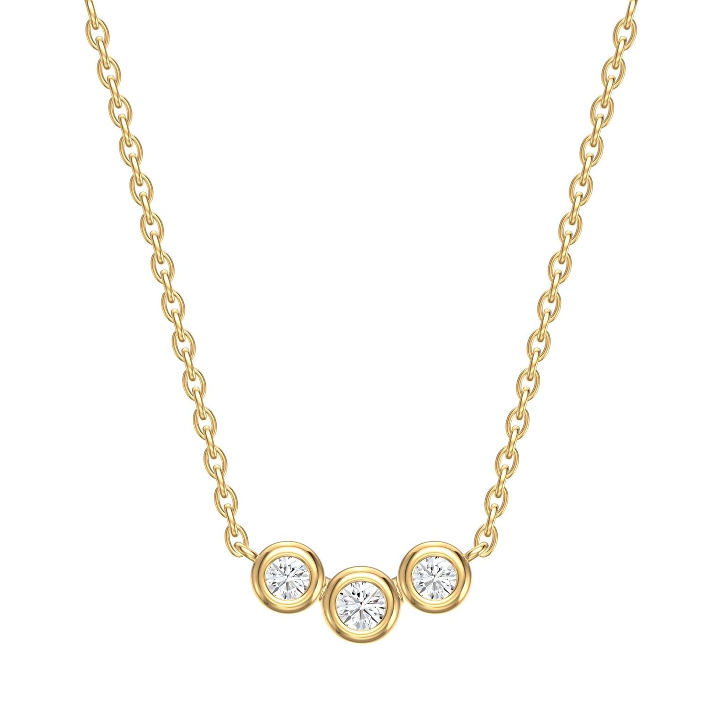 Whisper Tiny Trio Diamond Bezel Necklace
