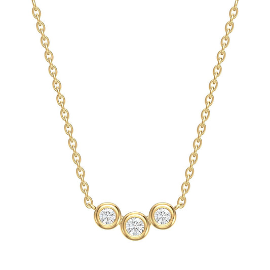Whisper Tiny Trio Diamond Bezel Necklace