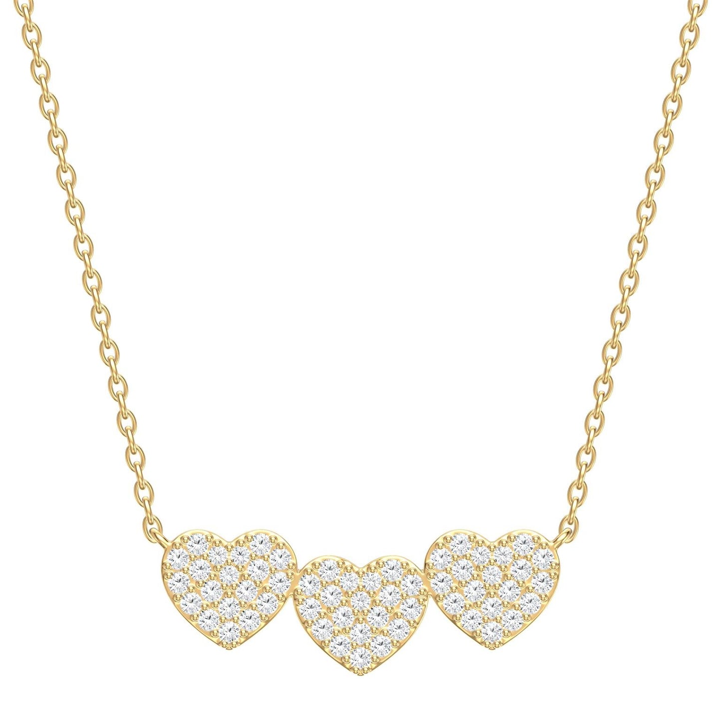 Tri Diamond Hearts Necklace