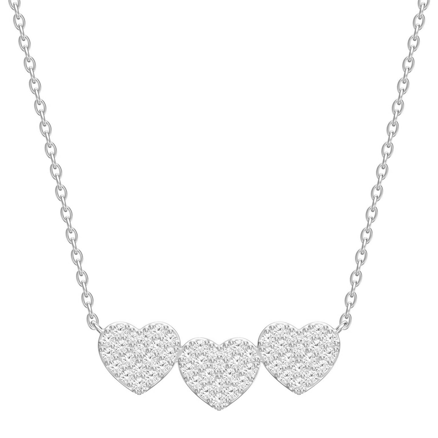 Tri Diamond Hearts Necklace