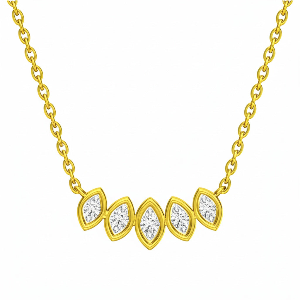 Mini Diamond Pave Marquise Bar Necklace