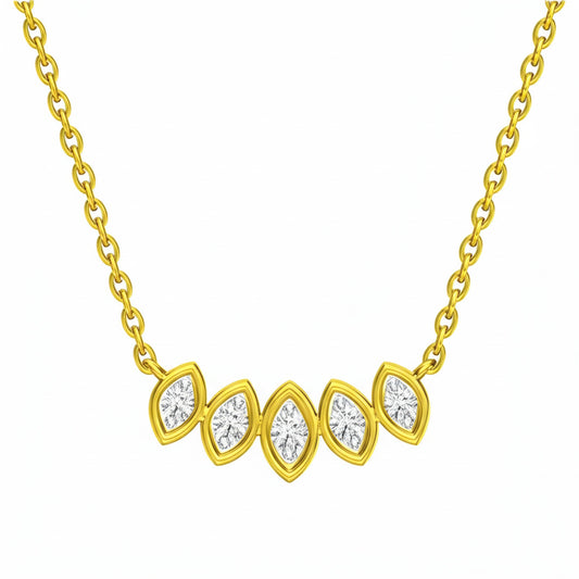 Mini Diamond Pave Marquise Bar Necklace