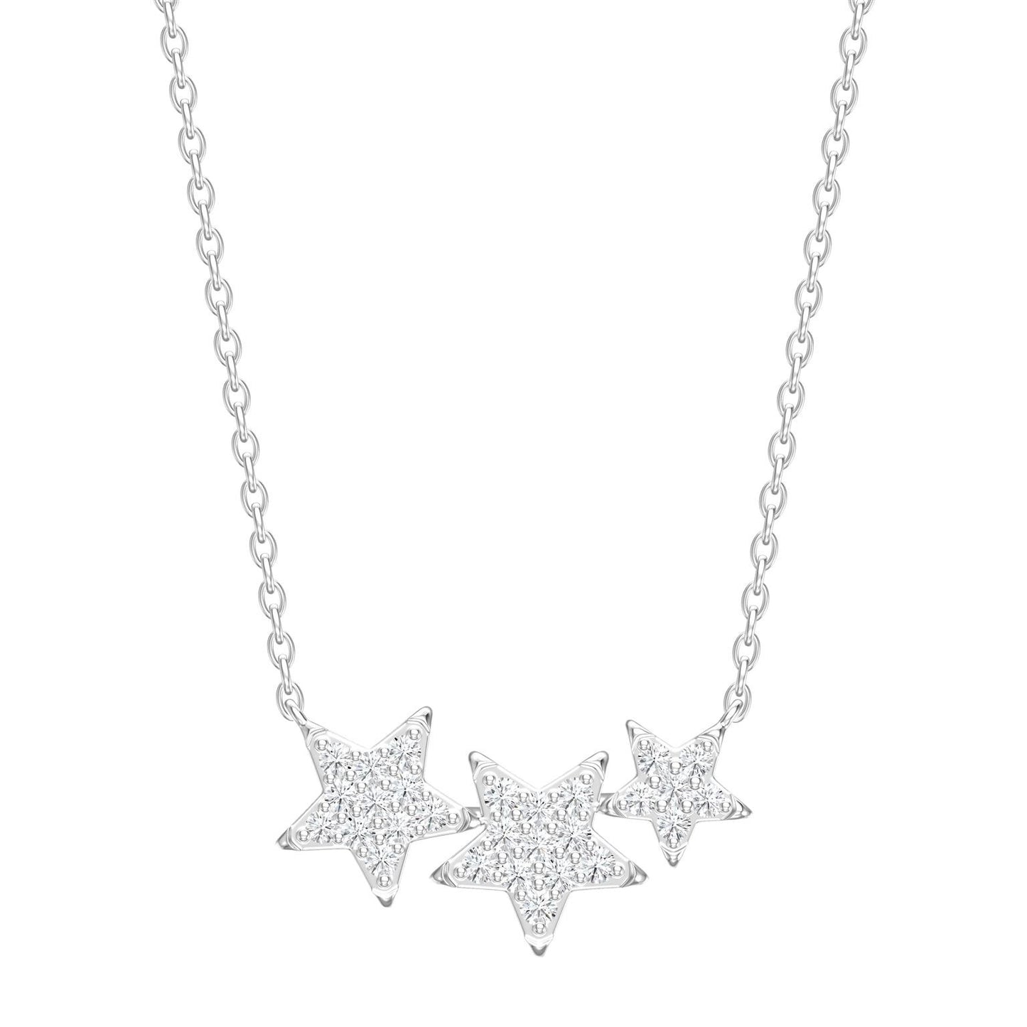 Tri Diamond Star Necklace