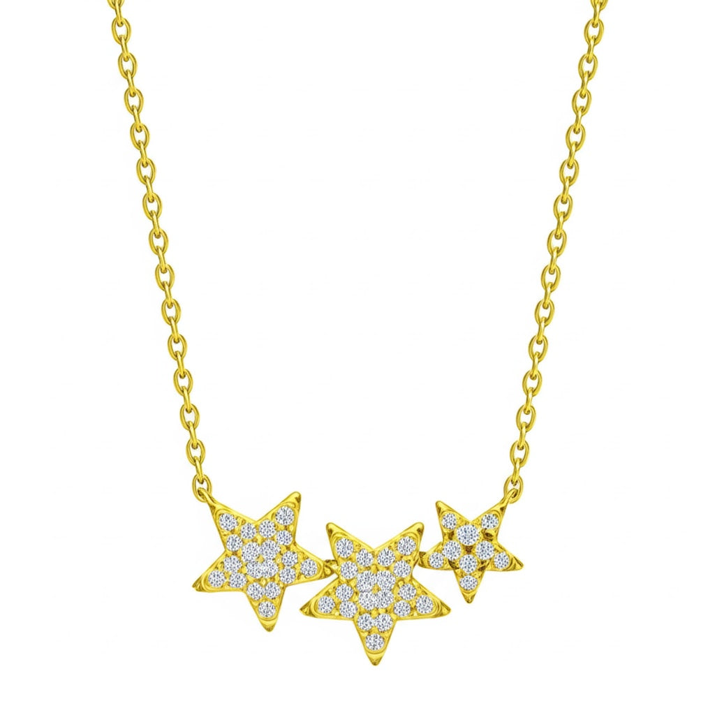 Tri Diamond Star Necklace