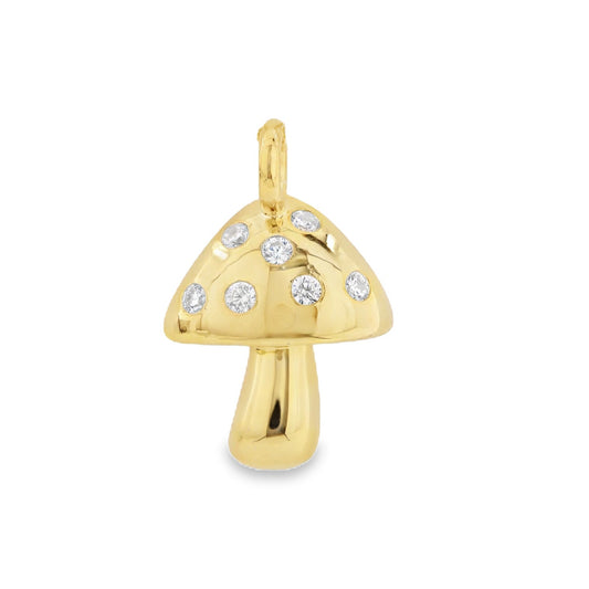 Gold Diamond Mushroom Pendant