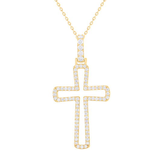 Diamond Open Cross Necklace