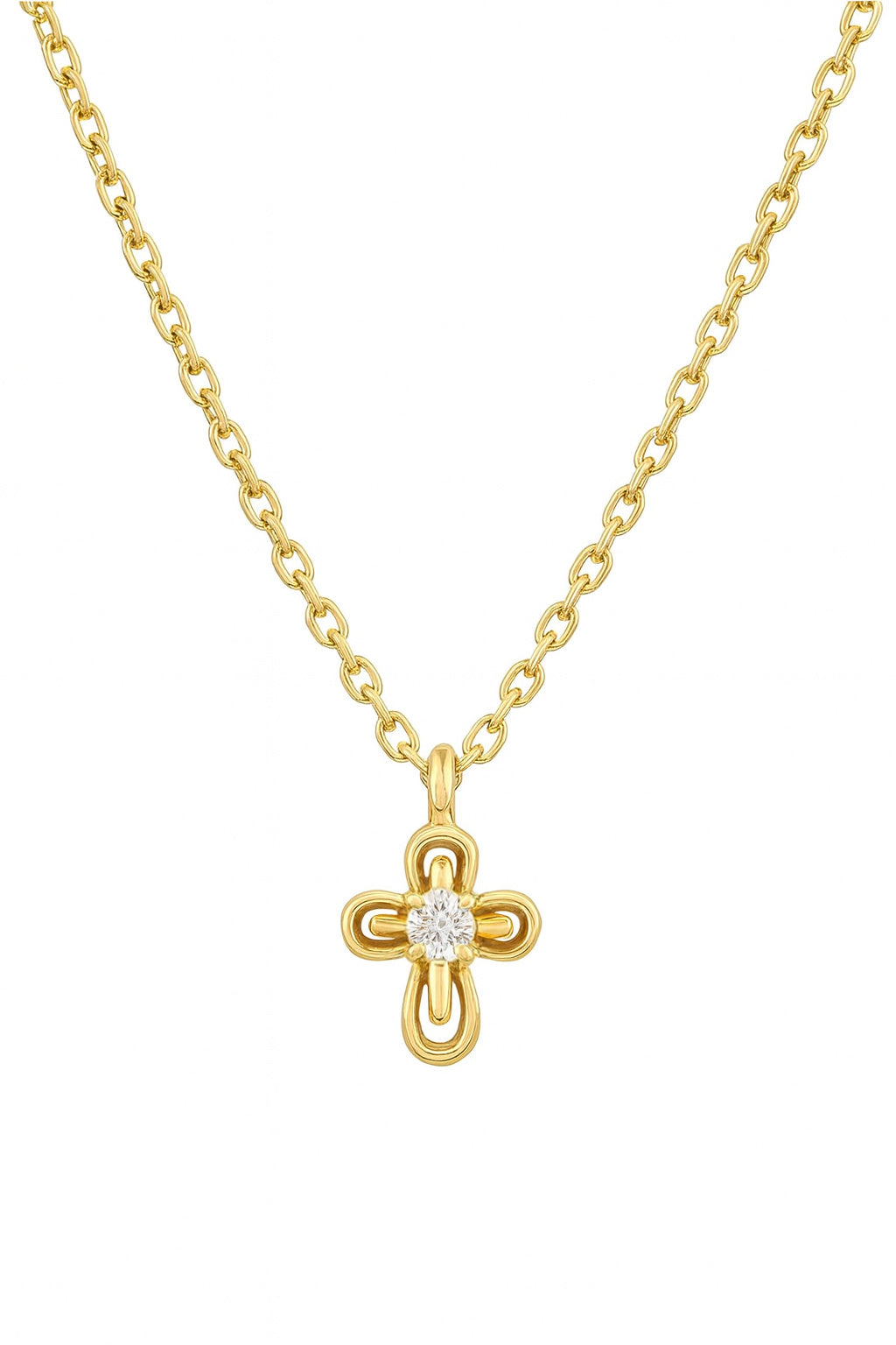Mini-Miniature Diamond Ornate Cross Necklace