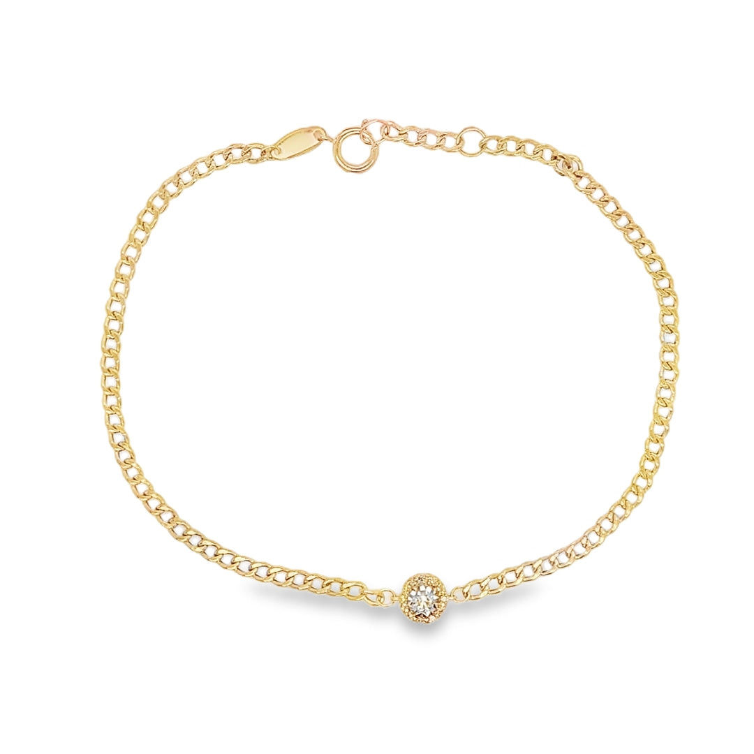 Shiny Diamond Pave Circle Curb Link Bracelet