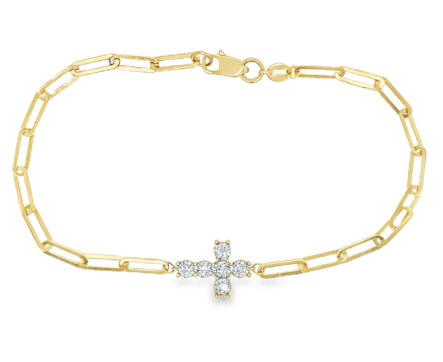 Chunky Small Diamond Cross Paper Clip Bracelet