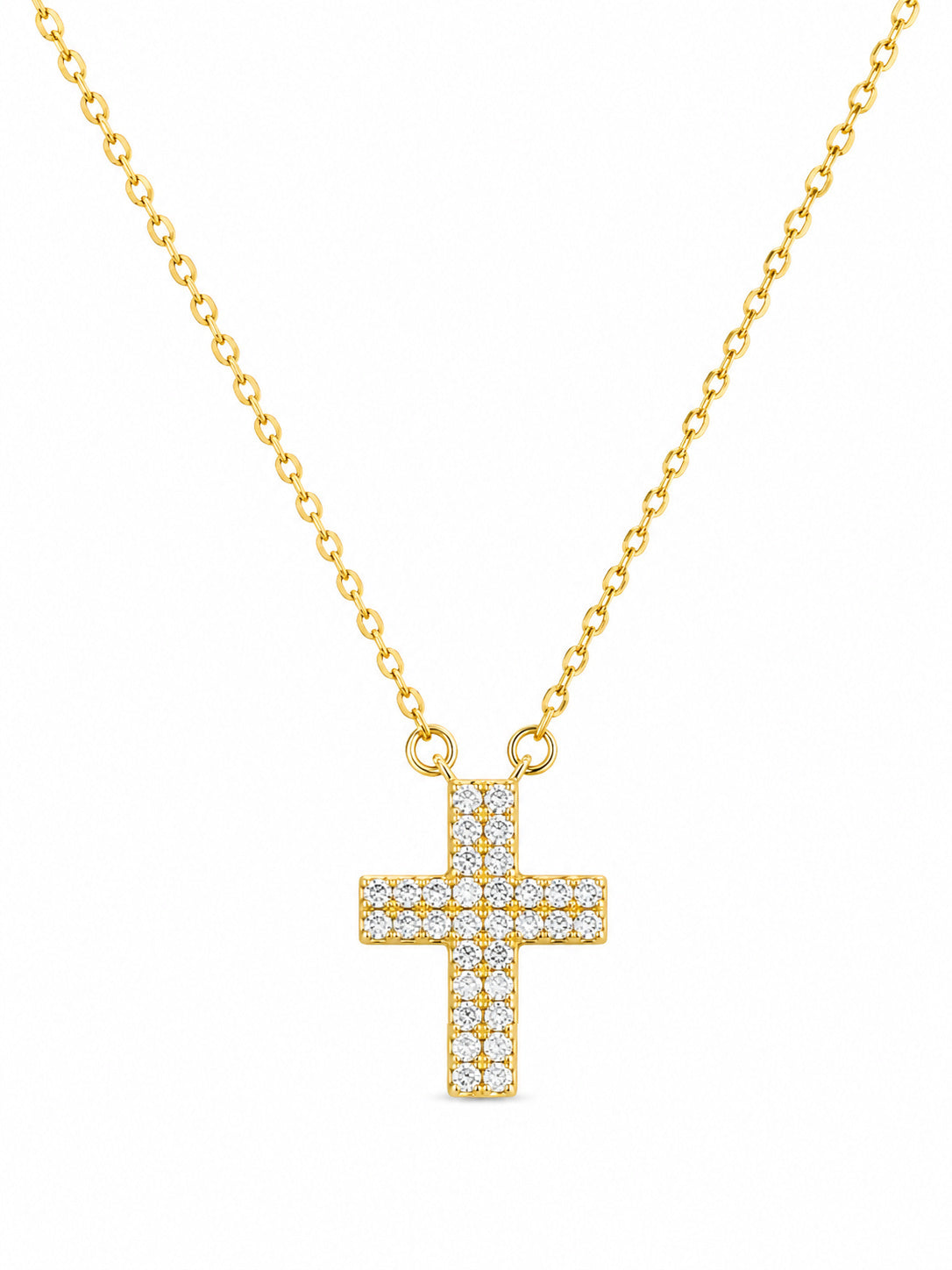14K Gold Mini Pave Diamond Cross