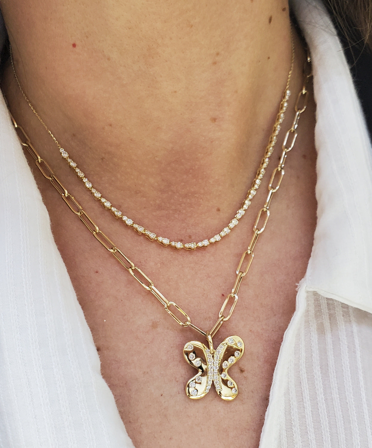 Large Diamond Butterfly Pendant