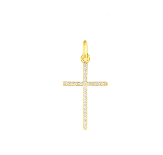 Small Thin Diamond Cross Pendant
