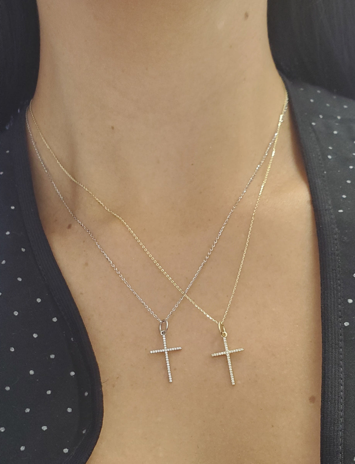 Small Thin Diamond Cross Pendant
