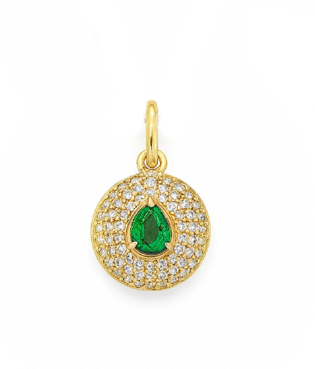 Color Stone Halo Medallion Necklace