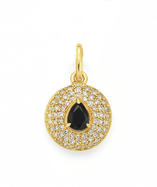 Color Stone Halo Medallion Necklace