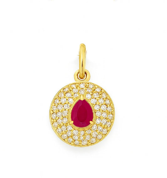Color Stone Halo Medallion Necklace
