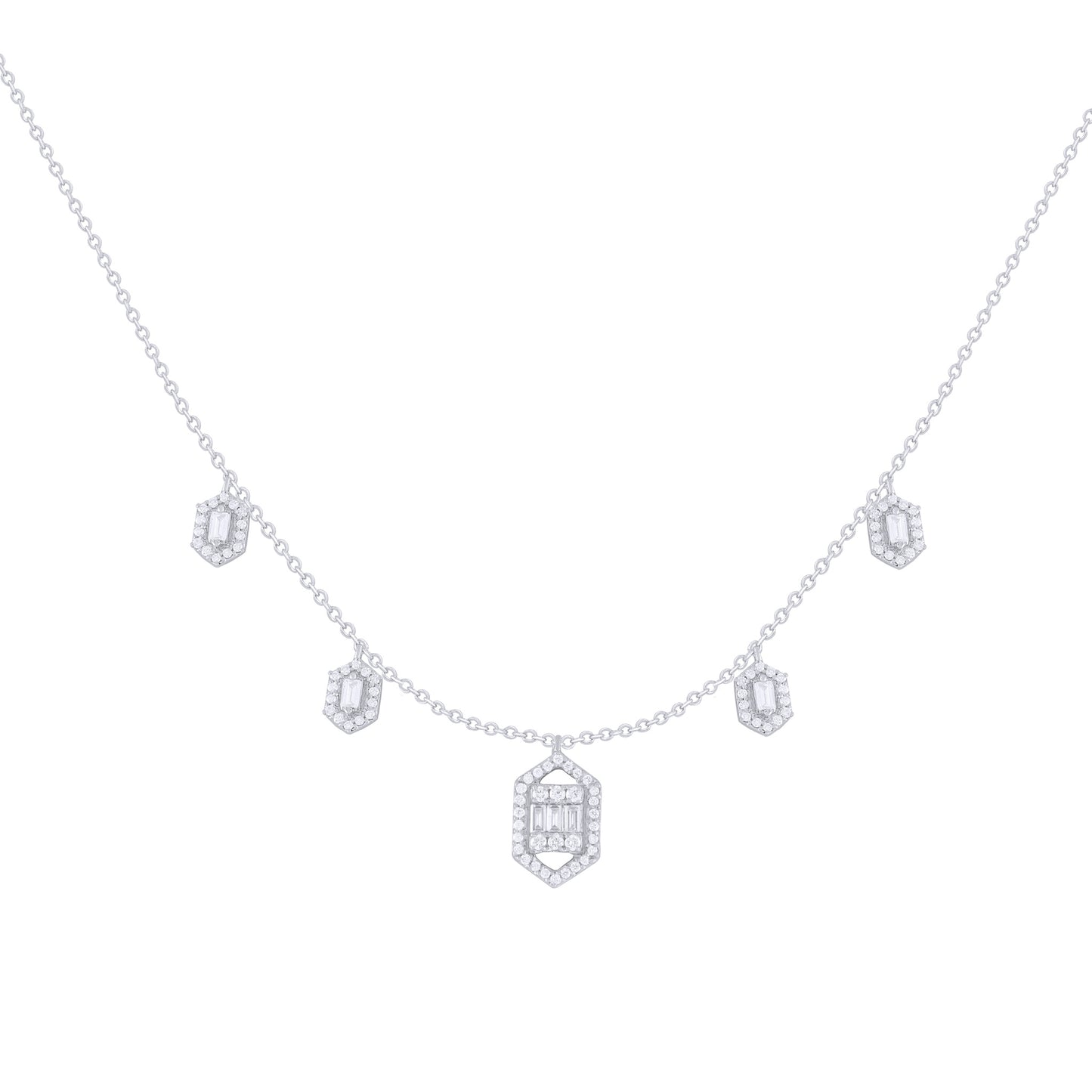 Hexi Diamond Baguette Dangle Necklace