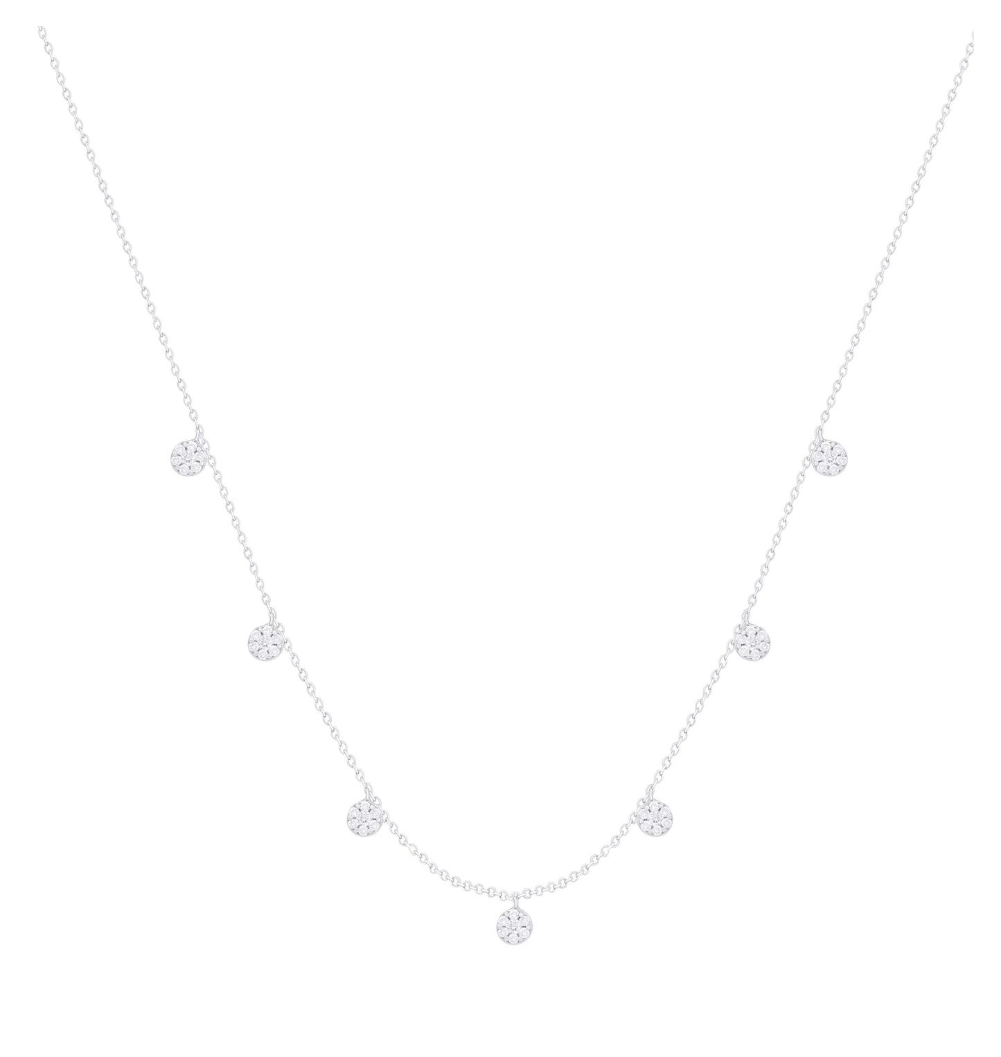 Diamond Pave Circle Station Dangle Necklace