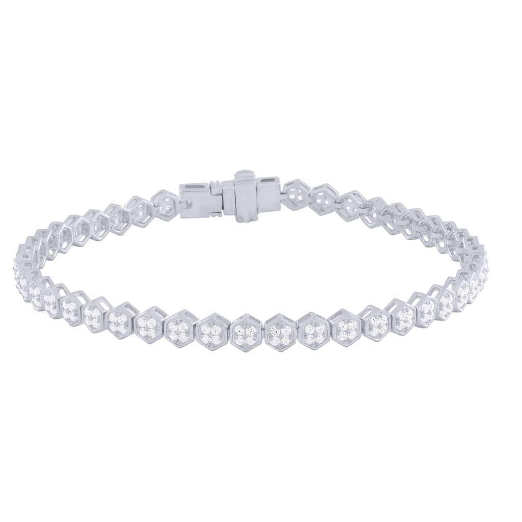14K Gold Hexagon Pavé Natural Diamond Tennis Bracelet – 1.20 CT