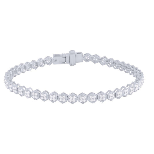 14K Gold Hexagon Pavé Natural Diamond Tennis Bracelet – 1.20 CT