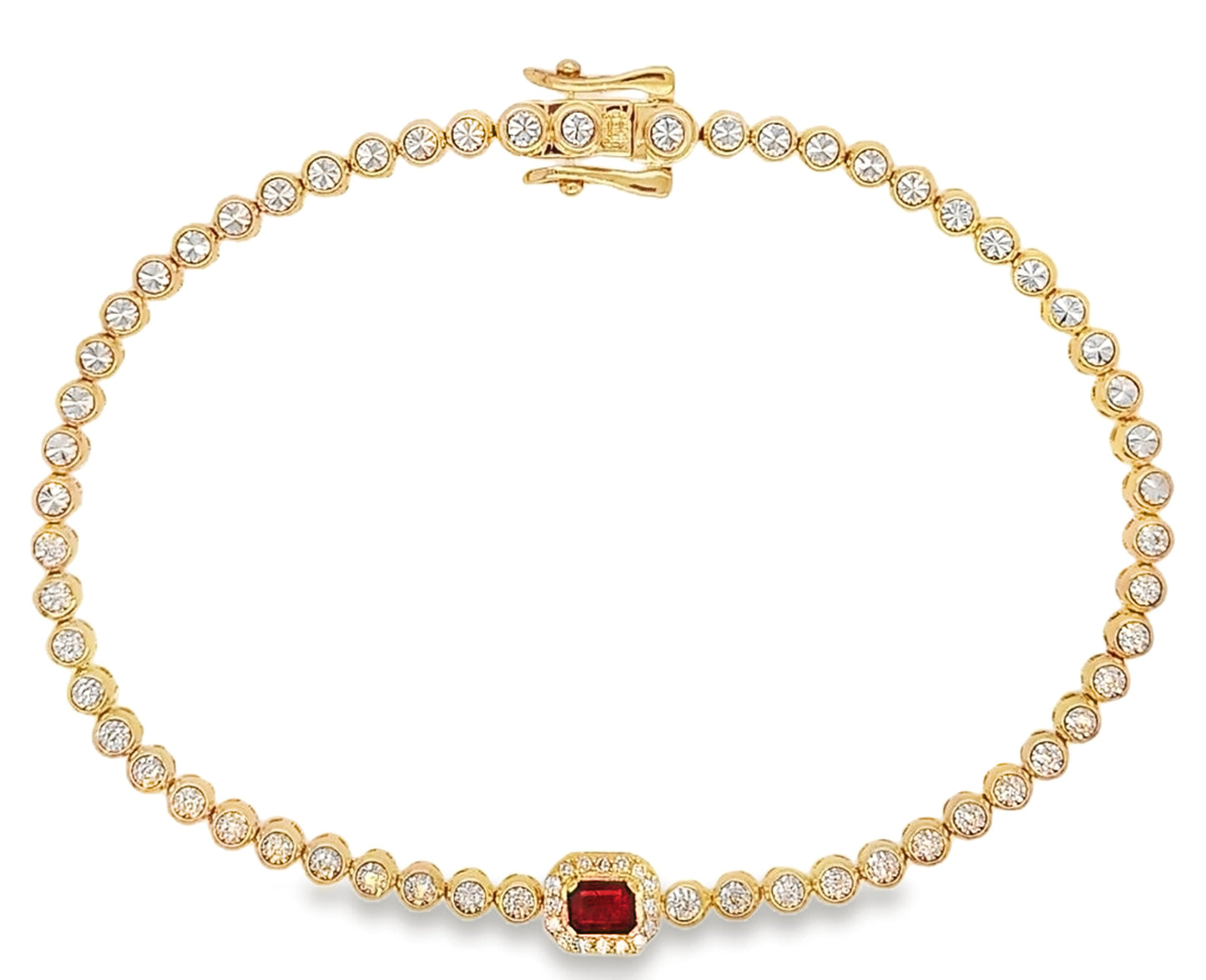 Single Color Stone Diamond Bezel Tennis Bracelet