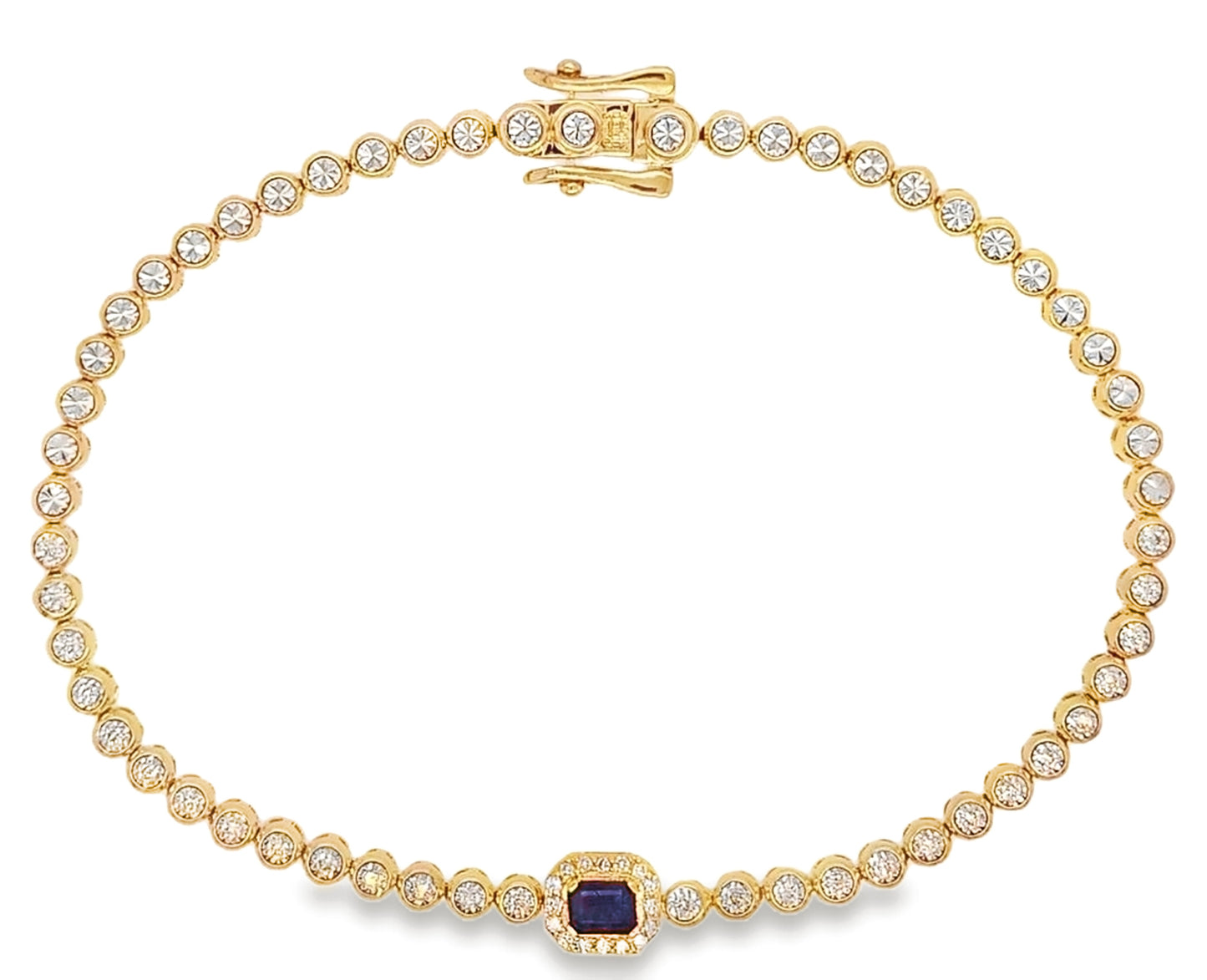 Single Color Stone Diamond Bezel Tennis Bracelet