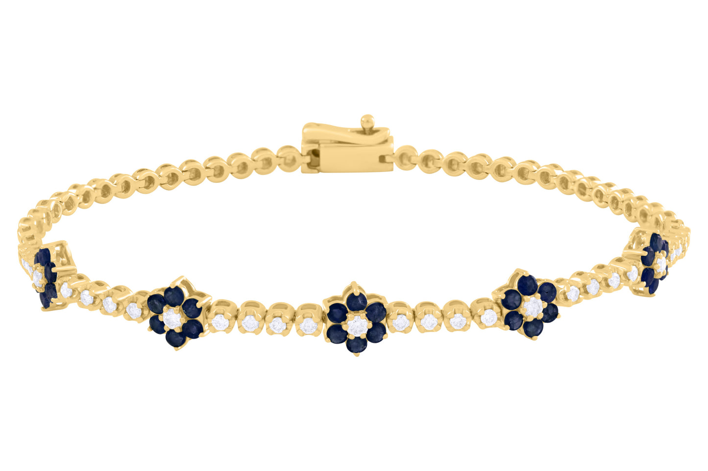 Station Color Stone Flower And Diamond Bracelet