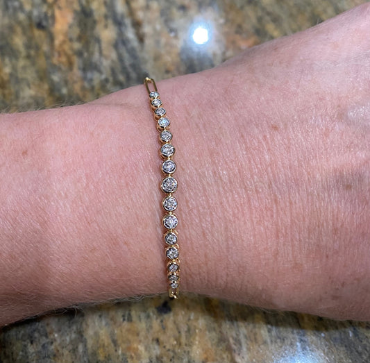 Riviera Radiance: 14K Yellow Gold Diamond Bezel & Paperclip Link Bracelet