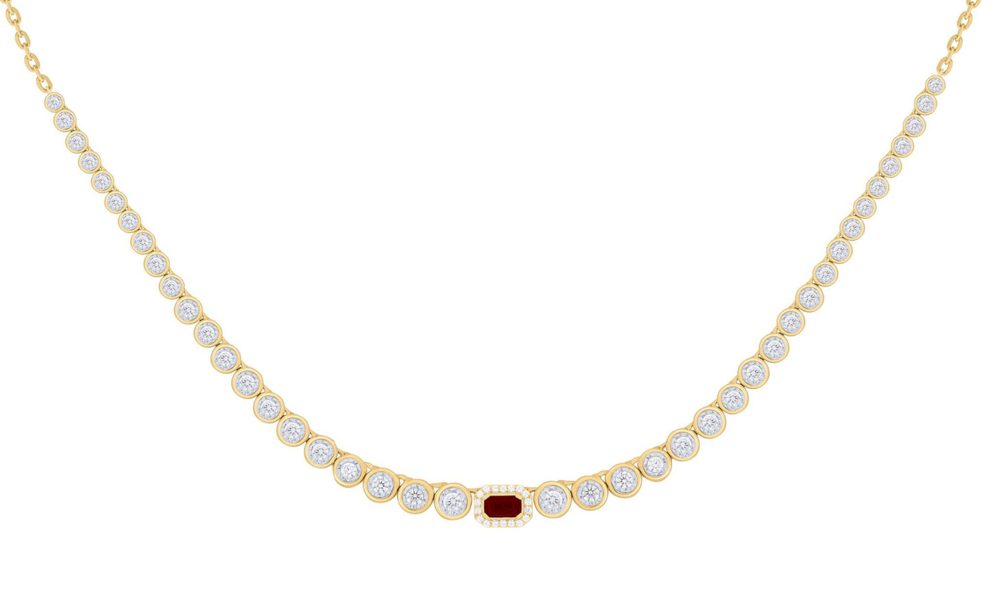 Single Color Stone Diamond Bezel Tennis Necklace