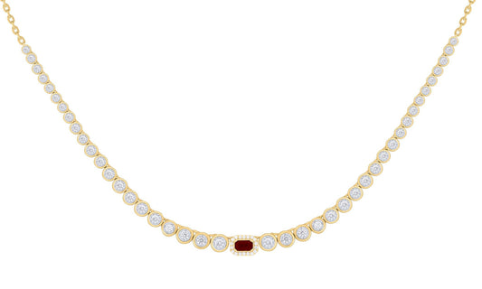 Single Color Stone Diamond Bezel Tennis Necklace