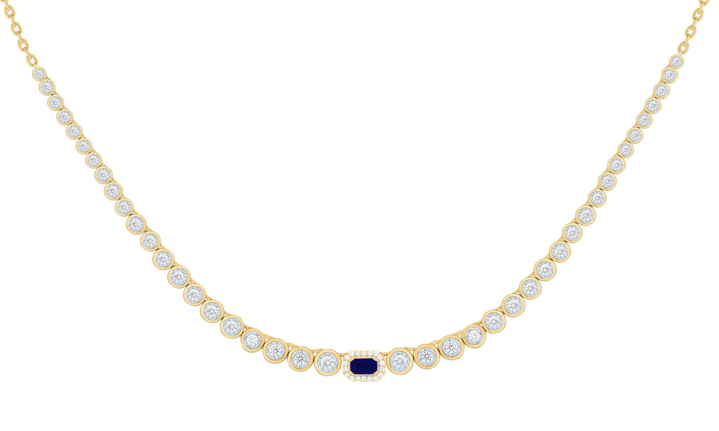 Single Color Stone Diamond Bezel Tennis Necklace