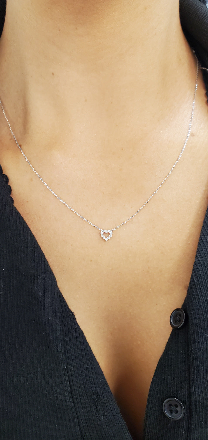 Mini Diamond Open Heart Necklace