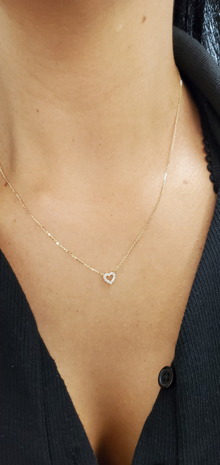 Mini Diamond Open Heart Necklace
