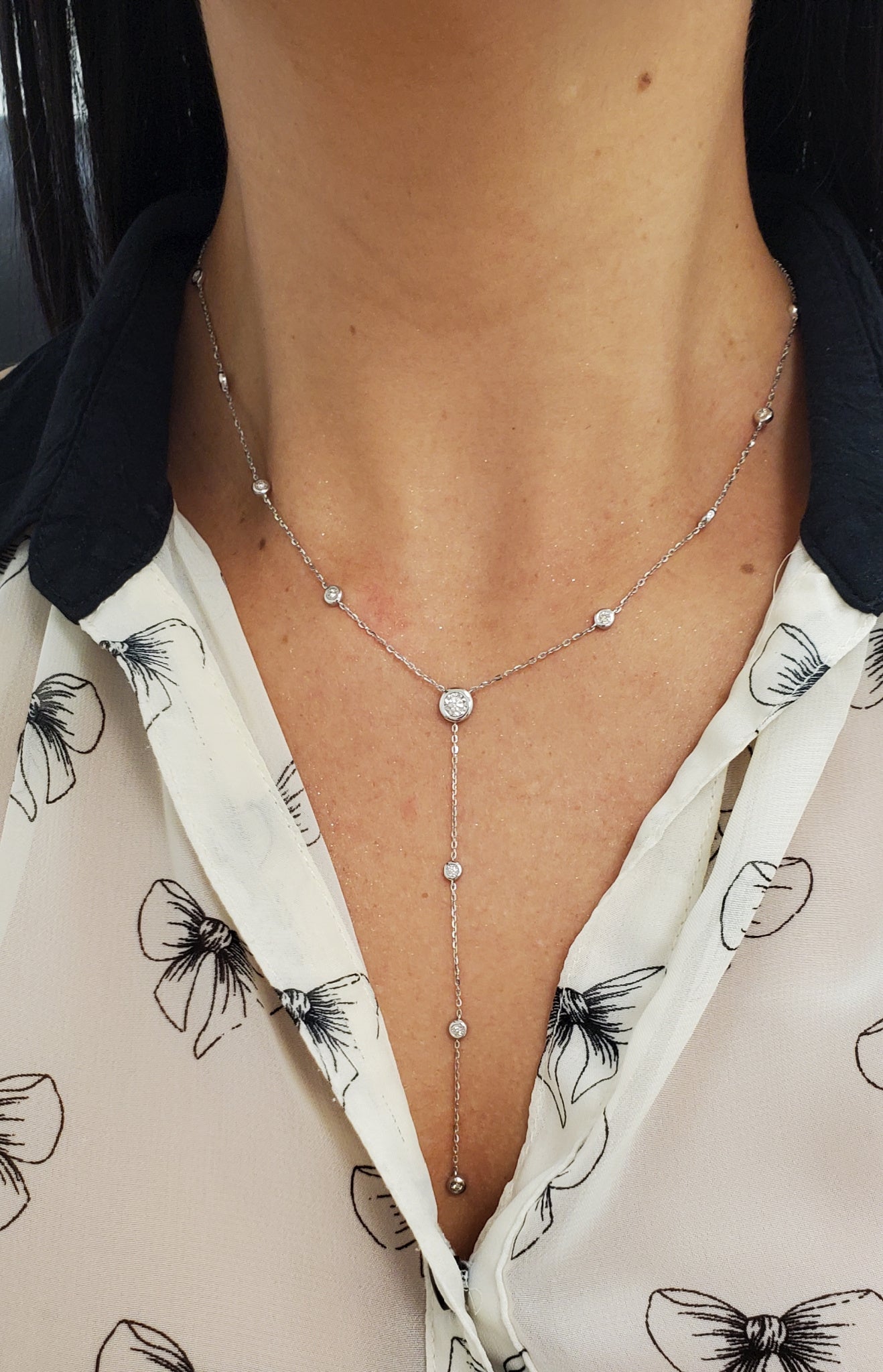 Lariat  Diamond Bezel  Necklace