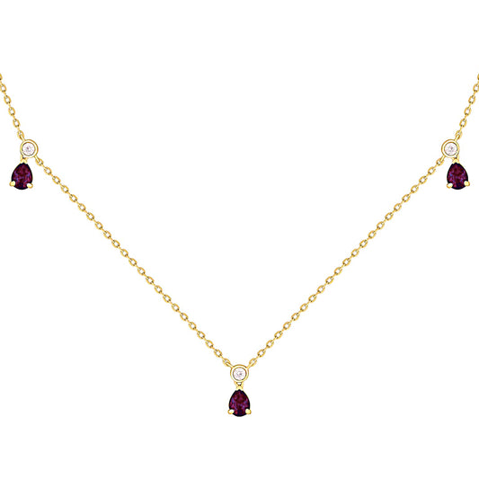 Vibrant Pear Shape Color Stone and Diamond Bezels Dangle Necklace