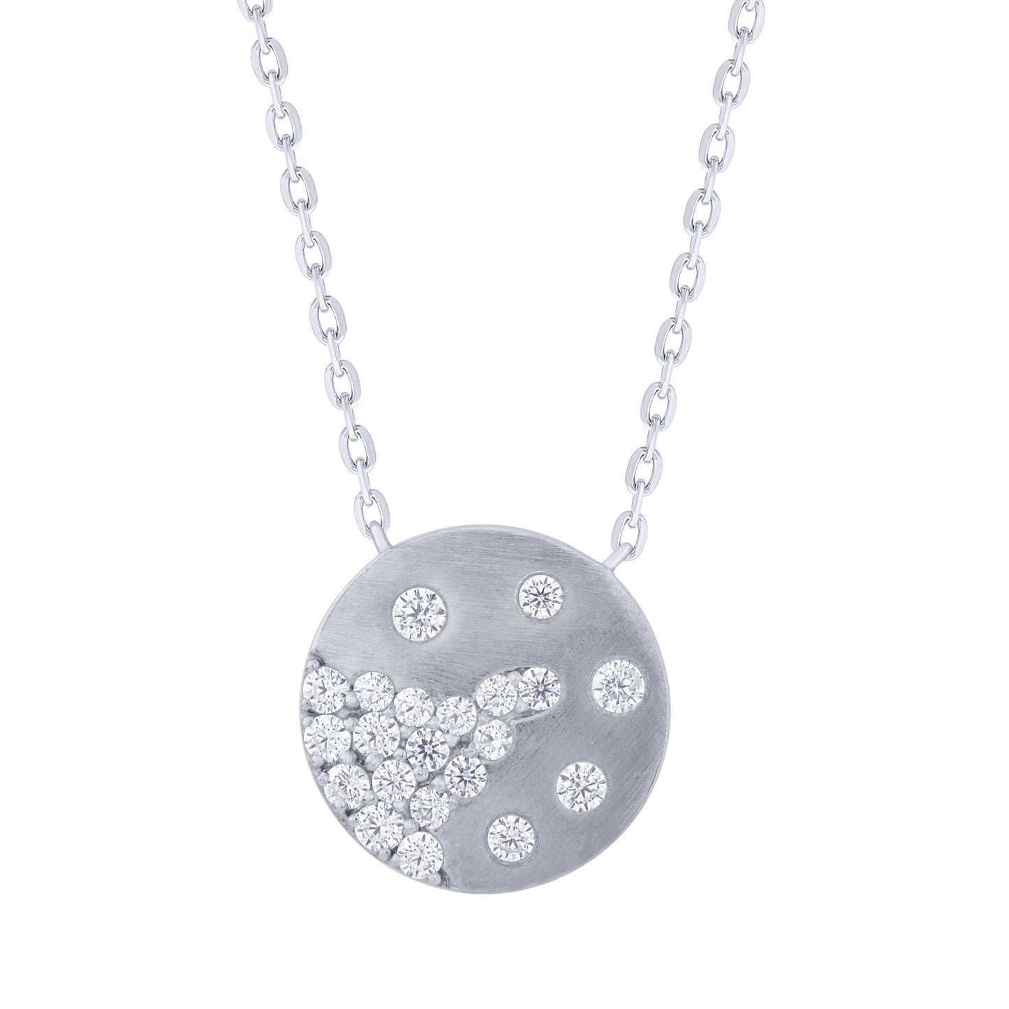 Diamond Sequence Satin Circle Pendant Necklace