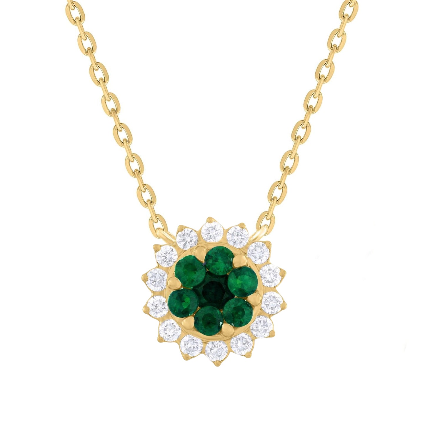 14k Gold Diamond Flower with Emerald Gift Set