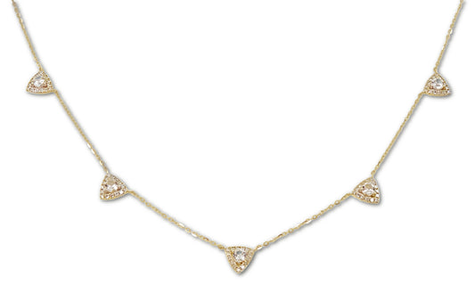 Multi Triangle White Sapphire And Diamond Necklace