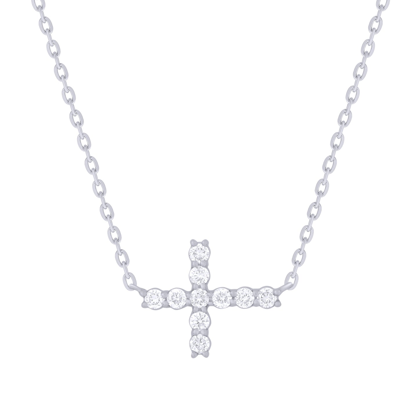 Mini Sideways Diamond Cross Necklace