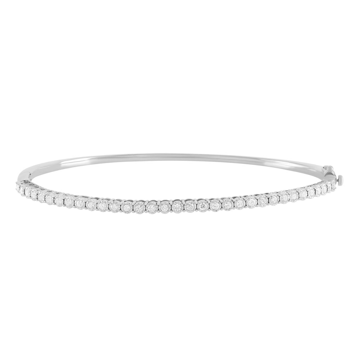 Classic Straight-line Diamond Illusion Gold Bangle Bracelet