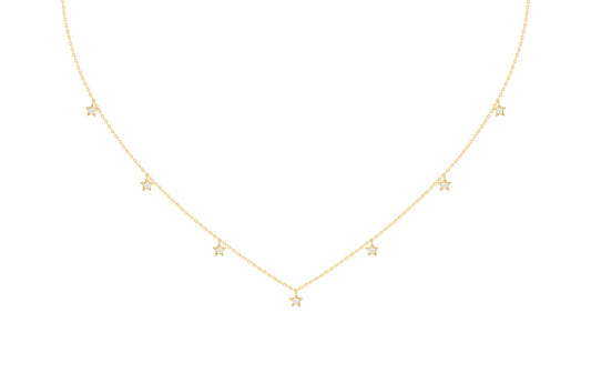 Multi Mini Diamond Stars Necklace