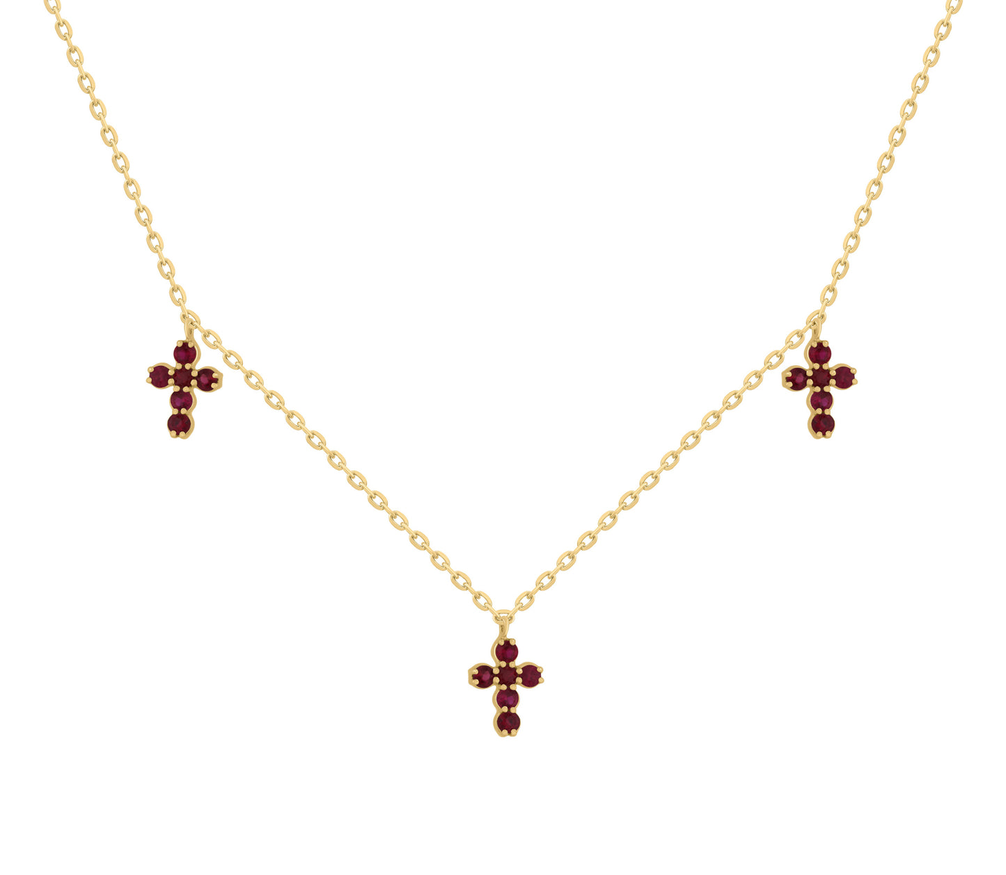 Trois Color Stone Cross Dangle Necklace