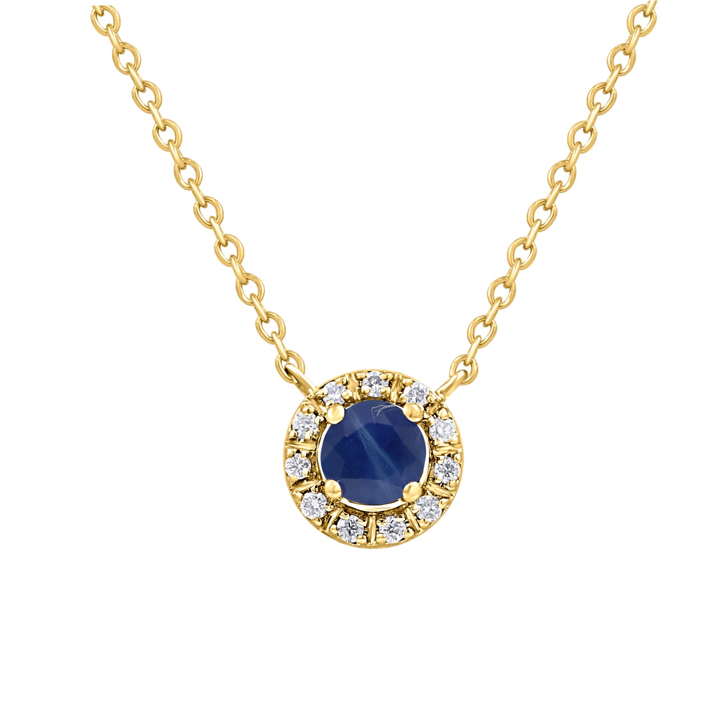 Round Halo Color Stone and Diamond Necklace